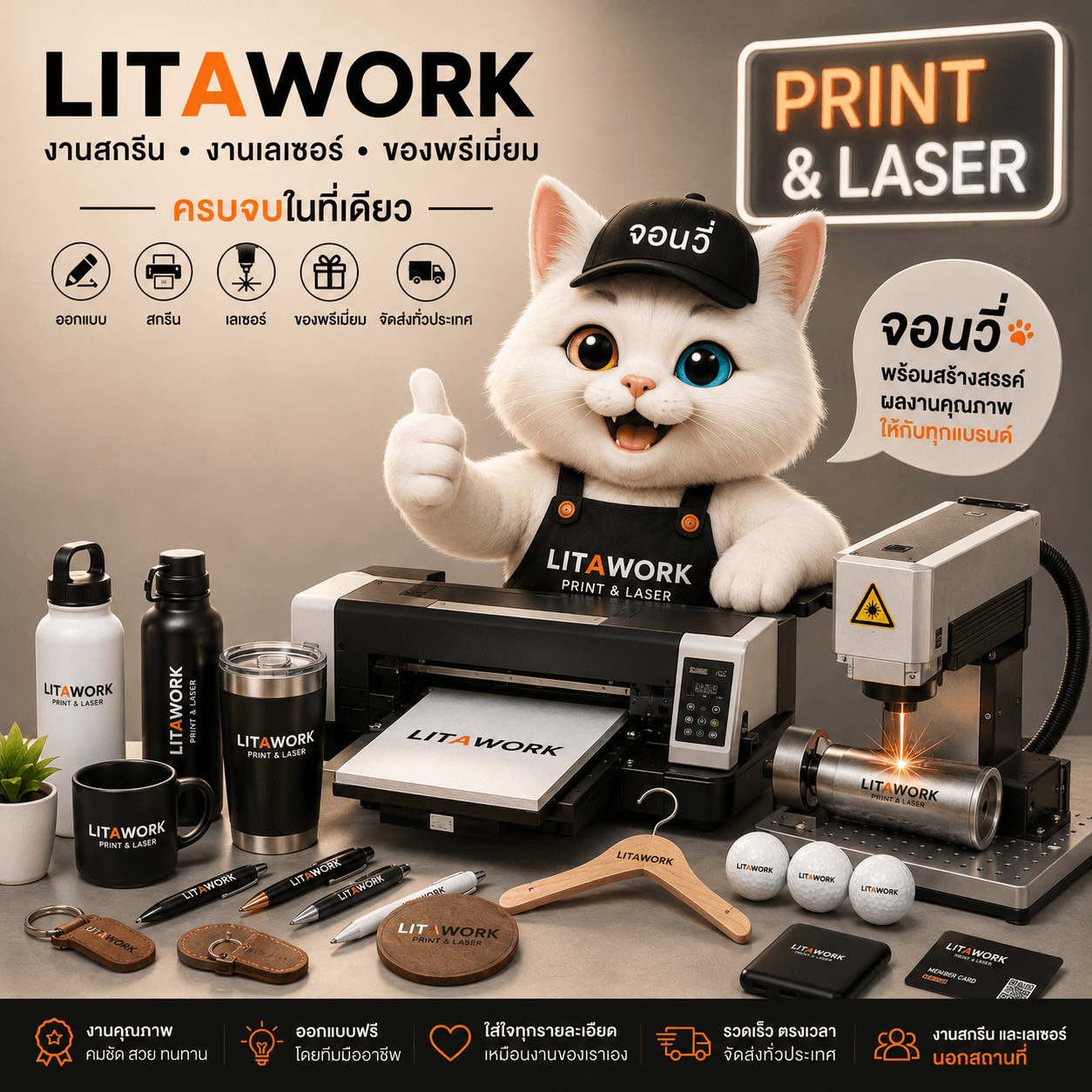 Premium On-site Printing & Laser Service featuring LaLitaWork Mascot (Johnwi)