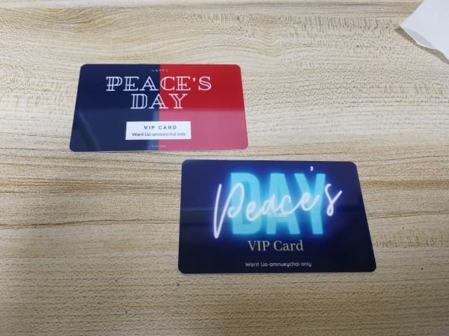 พิมพ์บัตร PEACE'S DAY | รับพิมพ์ บัตรพีวีซี บัตรพลาสติก ไม่มีขั้นต่ำ