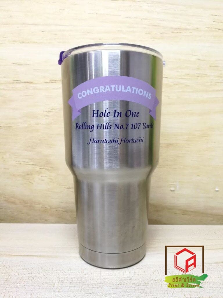 สกรีนแก้ว YETI ข้อความ congratulations | รับสกรีนโลโก้ งานด่วน ไม่มีขั้นต่ำ