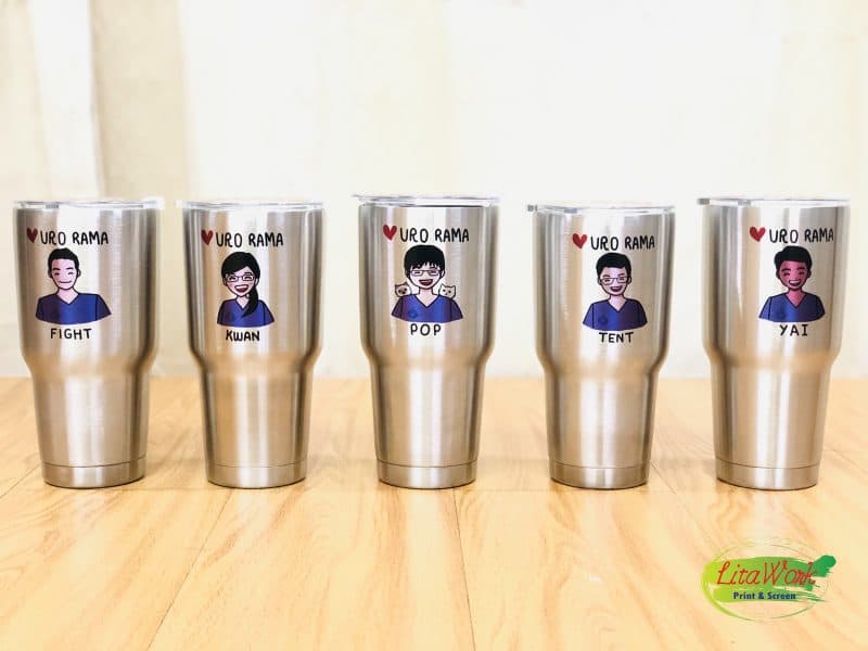 สกรีนแก้ว YETI รูปการ์ตูน | รับสกรีนโลโก้ ราคาถูก ไม่มีขั้นต่ำ 1 ชิ้นก็ทำได้