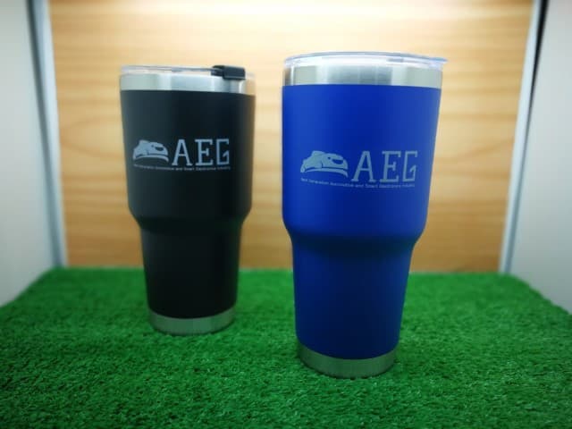 สกรีนแก้ว YETI โลโก้ AEG | รับสกรีนโลโก้ ราคาถูก งานด่วน ไม่มีขั้นต่ำ
