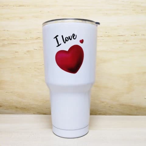 สกรีนแก้ว YETI โลโก้ I love | รับสกรีนโลโก้ ราคาถูก งานด่วน ไม่มีขั้นต่ำ