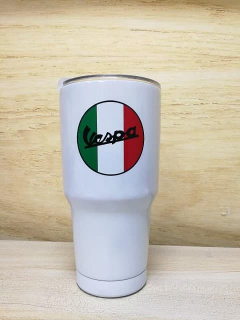 สกรีนแก้ว YETI โลโก้ Vespa | รับสกรีนโลโก้ ราคาถูก งานด่วน ไม่มีขั้นต่ำ