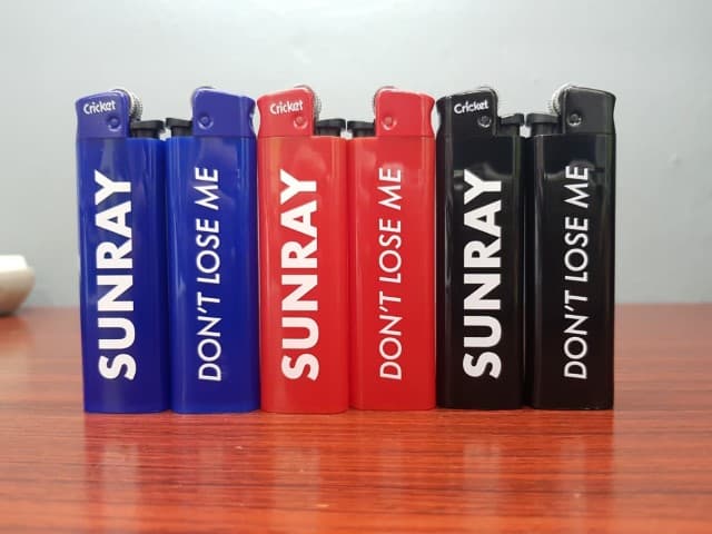 สกรีนไฟเเช็ค SUNRAY | รับสกรีนโลโก้ สกรีนราคาถูก งานด่วน ไม่มีขั้นต่ำ