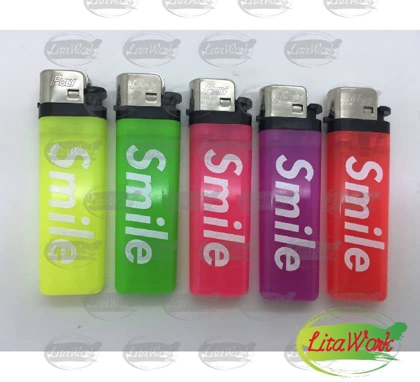 สกรีนไฟแช็ค SMILE | รับสกรีนโลโก้ สกรีนราคาถูก งานด่วน ไม่มีขั้นต่ำ