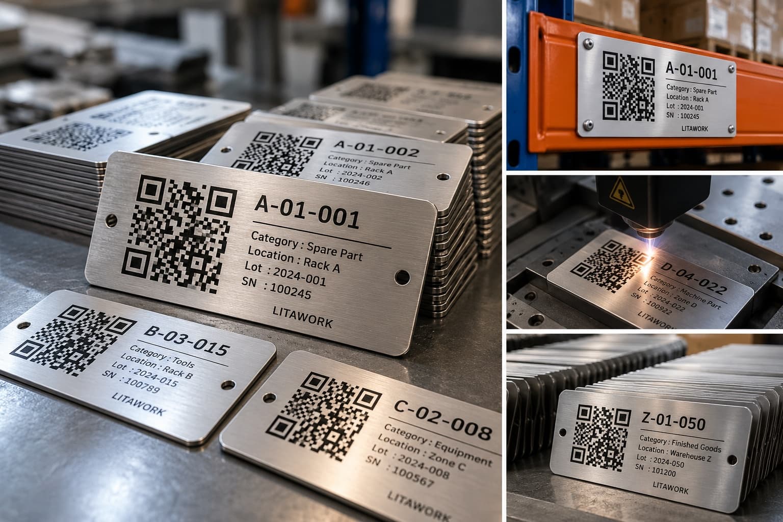 เลเซอร์ QR Code ลงบนแผ่นโลหะ สำหรับทำป้าย Tag โกดัง แข็งแรง ทนทาน ใช้งานได้นาน